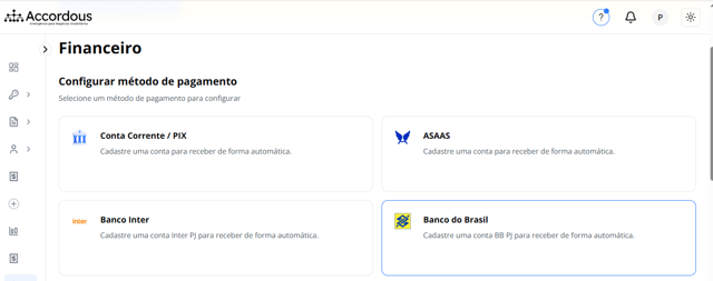 Tela do banco do brasil